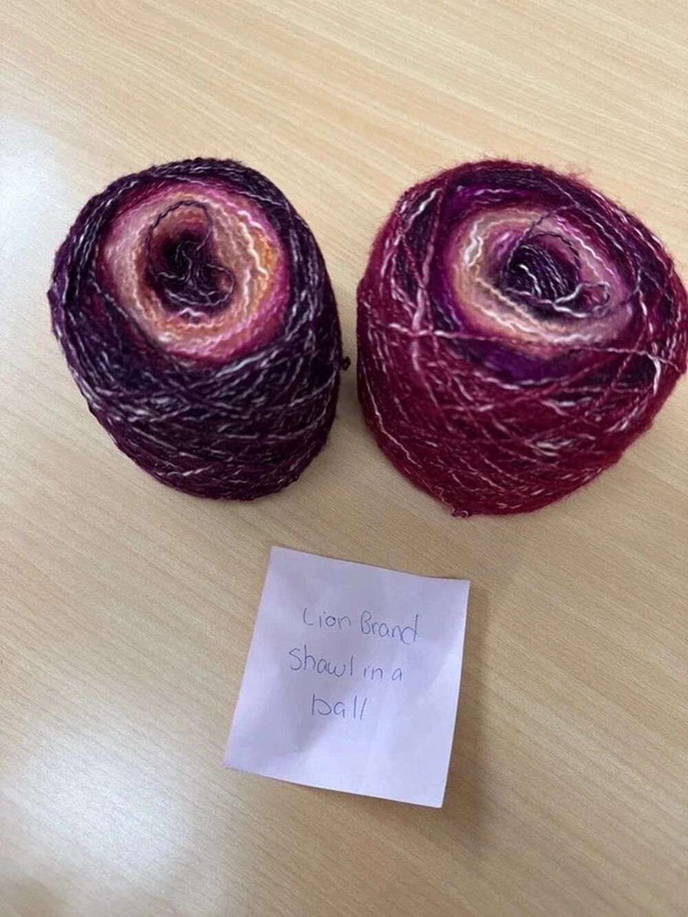 2 skein, Lion Brand shawl in a ball “Community Coral" discontinued